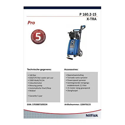Nettoyeur haute pression Nilfisk 'P160.2-15Xtra' 3300 W 6