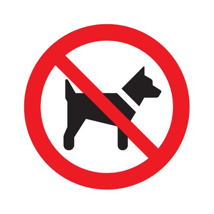 Pickup bord PVC Verboden voor honden 180mm