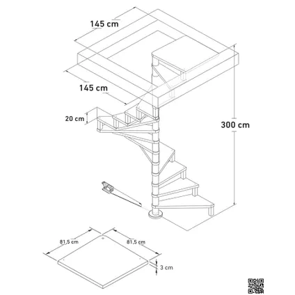 Escalier en colimaçon Square Luxe - Sogem - hêtre - diamètre 120 cm - aspect chaleureux 7