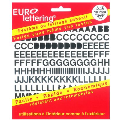 Pickup boekje zelfklevende letters Eurol 10mm zwart