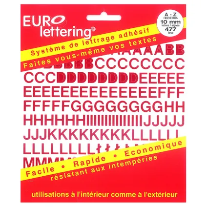 Pickup boekje zelfklevende letters Eurol 10mm rood