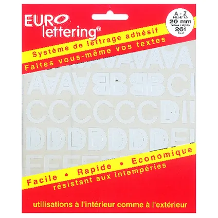 Pickup boekje zelfklevende letters Eurol 20mm wit