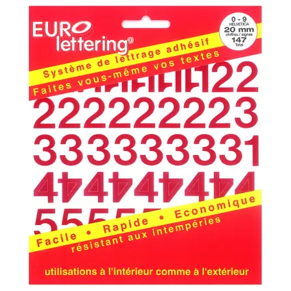 Pickup boekje zelfklevende cijfers Eurol 20mm rood