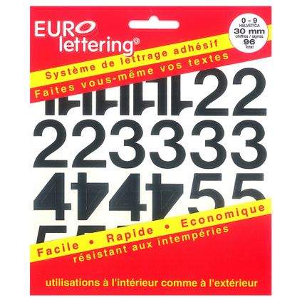Pickup boekje zelfklevende cijfers Eurol 30mm zwart