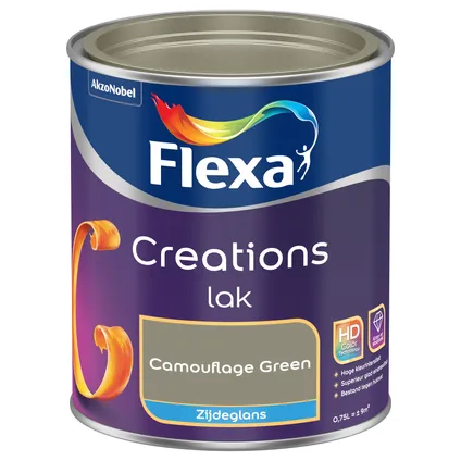 Flexa lak Creations zijdeglans camouflage green 750ml 3