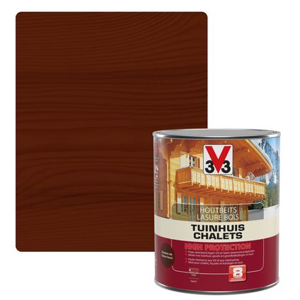 V33 houtbeits Tuinhuis High Protection donkere eik zijdeglans 750ml