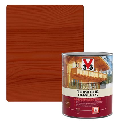 V33 houtbeits Tuinhuis High Protection mahonie zijdeglans 750ml