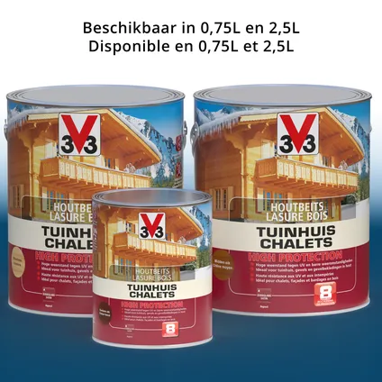 V33 houtbeits Tuinhuis High Protection mahonie zijdeglans 0,75L 3