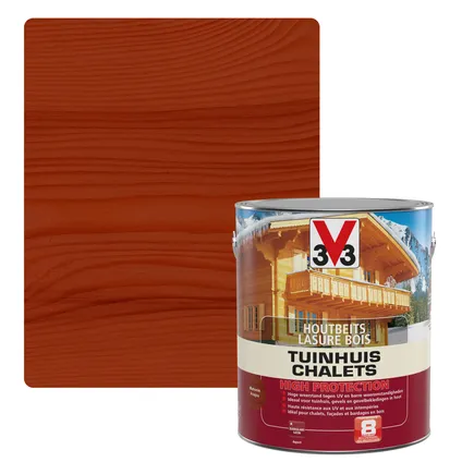 V33 houtbeits Tuinhuis High Protection mahonie zijdeglans 2,5L