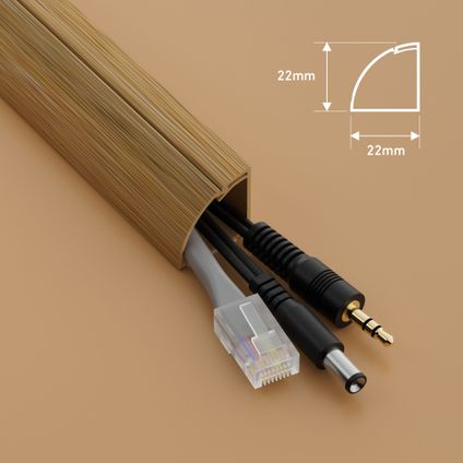 Passe-câbles D-Line autocollant quart de rond 22x22mm 2m optique bois premium