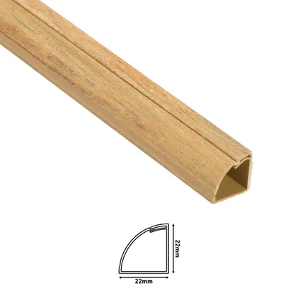 D-Line kabelgoot zelfklevend kwartrond 22x22mm 2m premium hout optiek 3