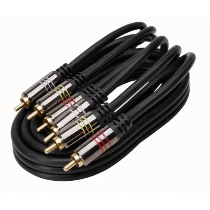 Kopp audio/video kabel met 2x 3 Tulp stekkers 1,5m