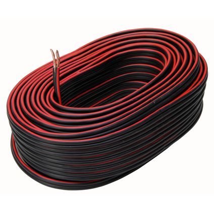Kopp luidsprekersnoer 2x1,5mm² zwart/rood 20m