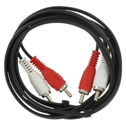 Kopp verbindingskabel audio 2x2 Tulp stekkers rood en wit 1,5m
