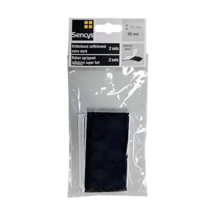 Velcro Sencys autocollant noir 9x5cm 2pcs.