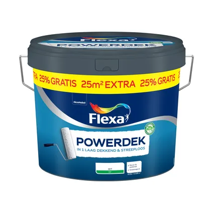 Flexa muurverf Powerdek Muren & Plafonds wit 10L + 25% 3