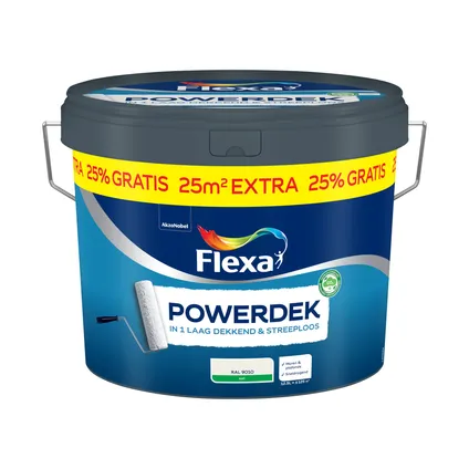 Flexa Powerdek Muren & plafonds 9010 wit 10L + 25% 3