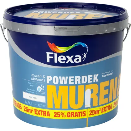 Flexa muurverf Powerdek Muren & Plafonds 9001 10L + 25%