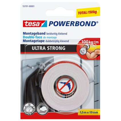 Tesa dubbelzijdige montagetape Powerbond Ultra Strong 1,9mmx1,5m
