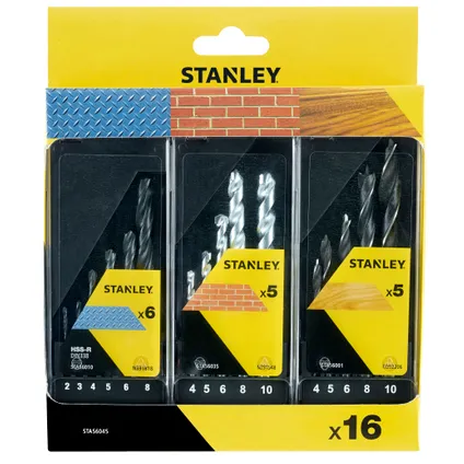 Stanley borenset STA56045-QZ metaal/hout/steen 16 stuks