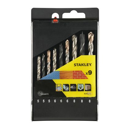 Set de forets Stanley métal,bois et béton - 9 pcs
