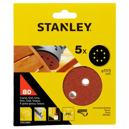 Stanley schuurschijf STA32007-XJ 115mm K80 5 stuks