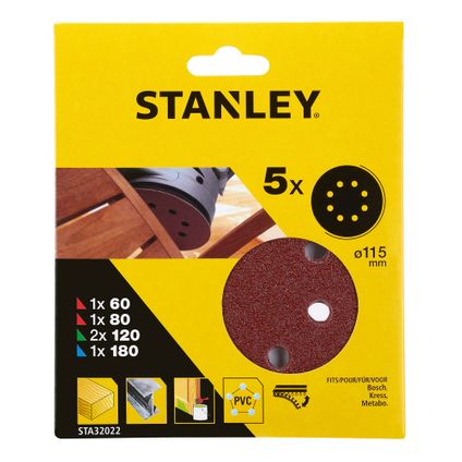 Assortiment de disques abrasifs Stanley Quick fit STA32022-XJ 115mm 5 pcs