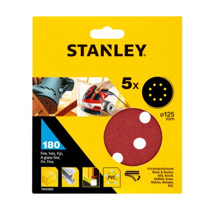 Stanley schuurschijf K180 12,5 cm - 5 stuks