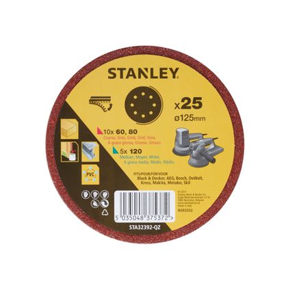 Stanley schuurschijven set STA32392-QZ 125mm assorti 25 stuks