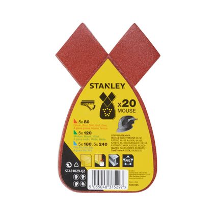Feuilles abrasives Stanley ponceuse de détail STA31029-QZ assortiment 20 pcs