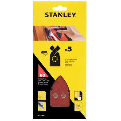 Feuilles abrasives Stanley multi-ponceuse STA31442-XJ K80 5 pcs