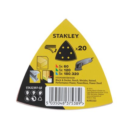 Tampons abrasifs Stanley pour ponceuses de détail STA32397-XJ assortiment 20 pcs