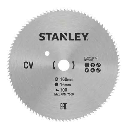 Stanley cirkelzaagblad STA10155-XJ Ø160mm fijn 100T 2