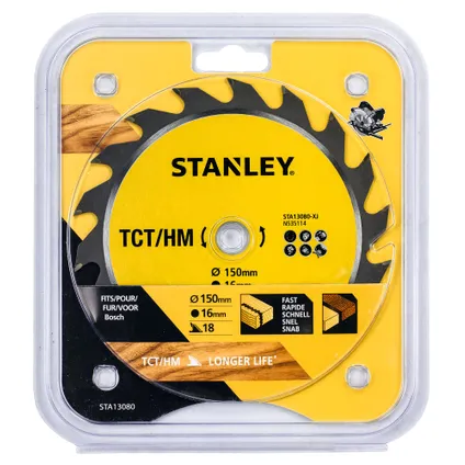 Lame de scie circulaire Stanley STA13080-XJ TCT/HM Ø150mm rapide 18T