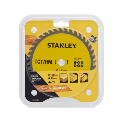Stanley cirkelzaagblad STA13105-XJ TCT/HM Ø160mm fijn 40T