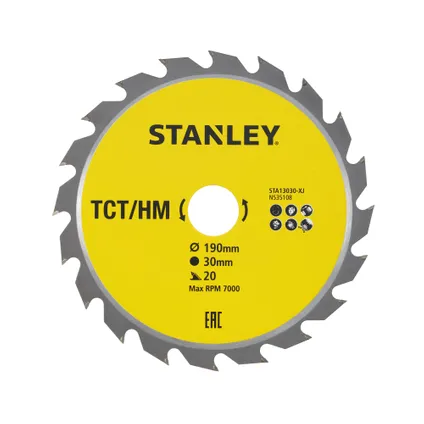 Stanley cirkelzaagblad STA13030-XJ TCT/HM Ø190mm snel 20T