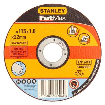 Disque à tronçonner aluminium Stanley Fatmax STA32622-QZ Ø115mm