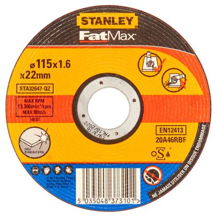 Disque à tronçonner Stanley acier inoxydable STA32647-QZ Ø115mm