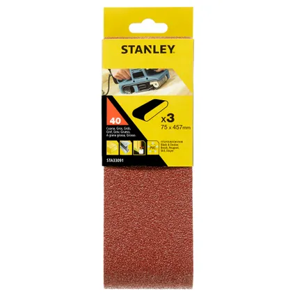 Bandes abrasives Stanley STA33091-XJ 75x457 K40 3 pcs