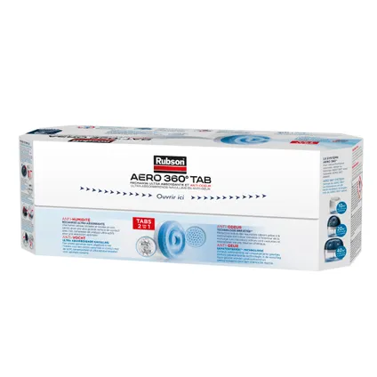Rubson AERO 360° Pure, 4 recharges de 450 g, tabs neutres anti