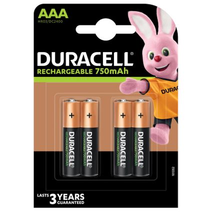 Duracell oplaadbaar batterij NI-MH staych AAA 750MAH 4 stuks