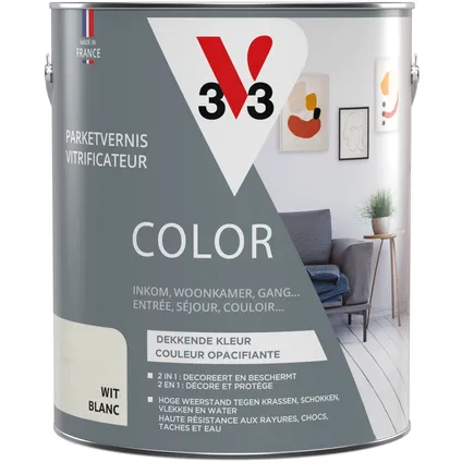 V33 vernis Parket Color wit zijdeglans 2,5L 3