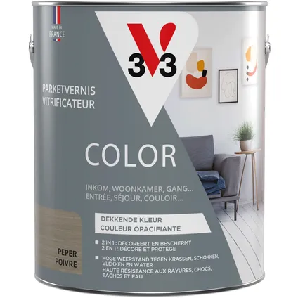 Primer/vitrificateur pour parquet V33 Color poivre satiné 2,5L 3