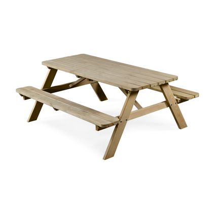 Table de pique-nique en bois avec bancs 180 x 70 cm