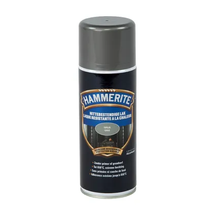 Laque spray Hammerite Résistante à la Chaleur gris mat 400ml