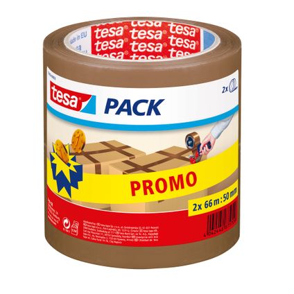 Ruban Adhésif Tesa-pack tape d'emballage 50mmx66m brun 2-pack