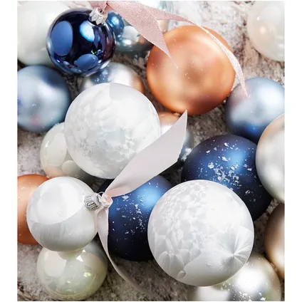 Kerstbal 'Effen' glas gerijpt wit 6 cm - 10 stuks 2