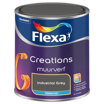 Flexa Creations muurverf zijdemat 3036 Industrial grey 1L 8