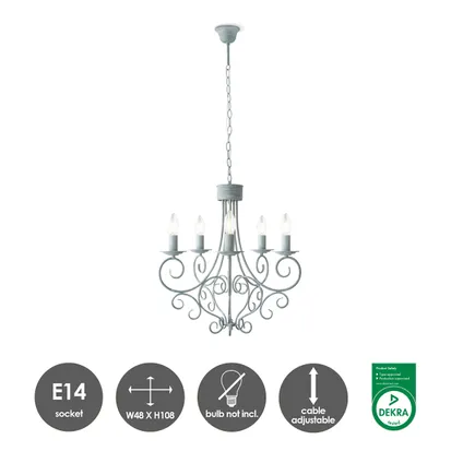 Lustre Home Sweet Home Country taupe ⌀54cm 5xE14 3