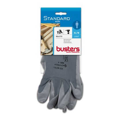 Busters handschoenen Nitril Fit nylon grijs M10